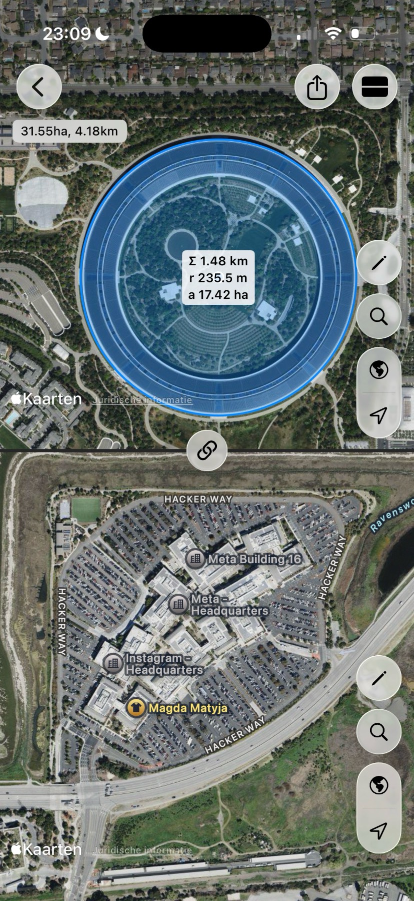 SplitMap app screenshot showing side-by-side comparison