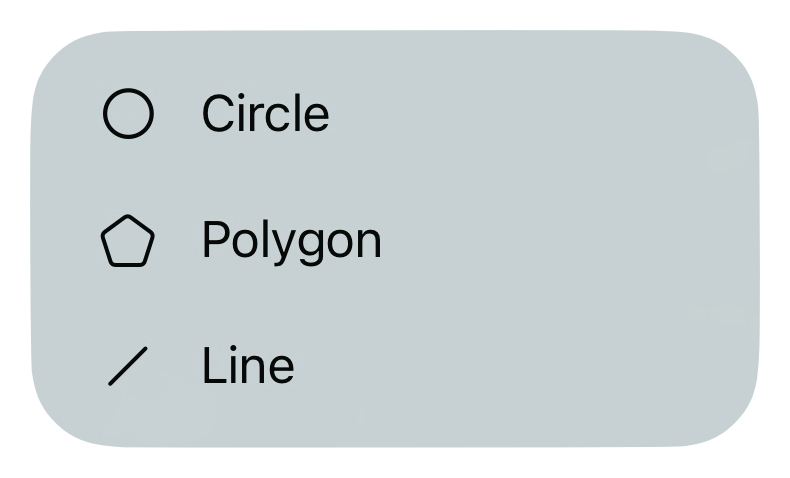 Shape options: circle, polygon, line